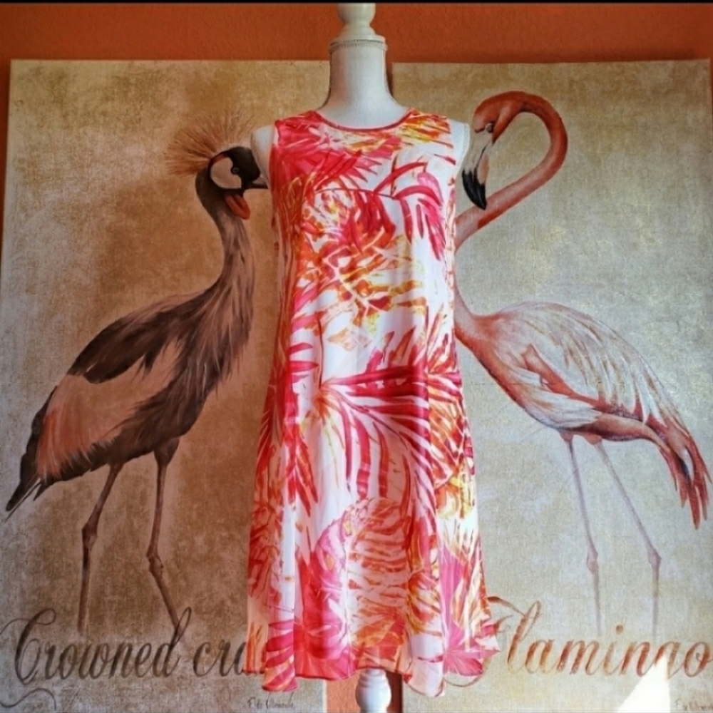 NWT Calvin Klein Mini Dress, Chiffon Tropical 14